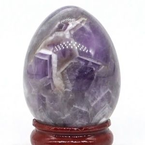 Natural Semi-Precious Amethyst Stone 30x40mm Egg Shape with Stand